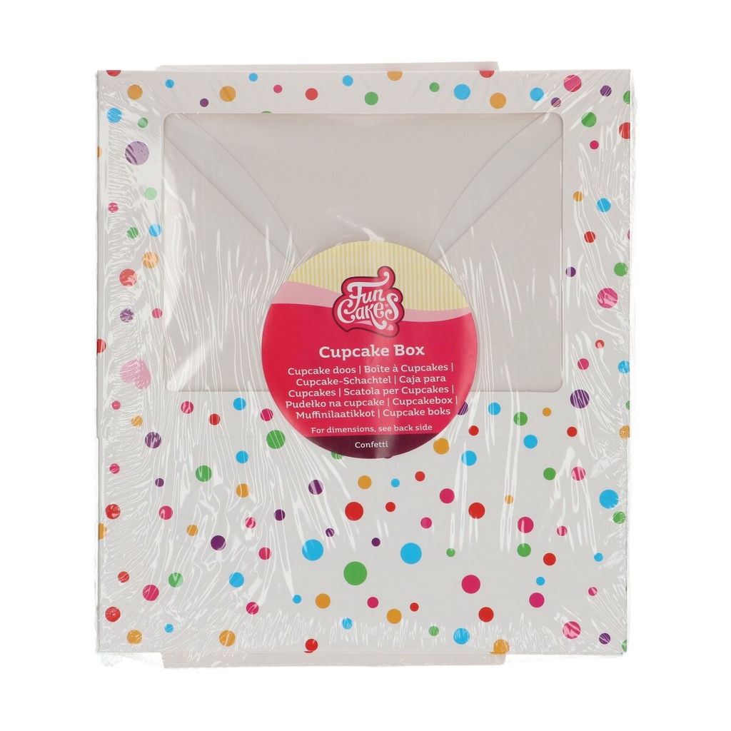 FUNCAKES BOÎTE POUR 6 CUPCAKES CONFETTI