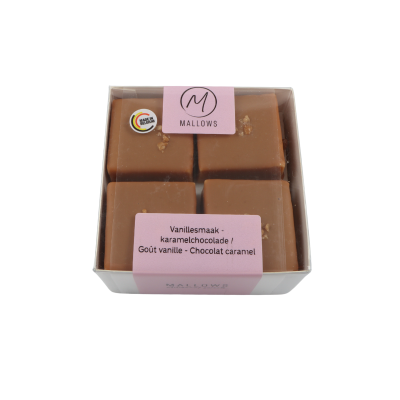 MALLOWS MARSHMALLOW VANILLE CHOCOLAT CARAMEL 4 X 4 CM 8 PCS - 180GR