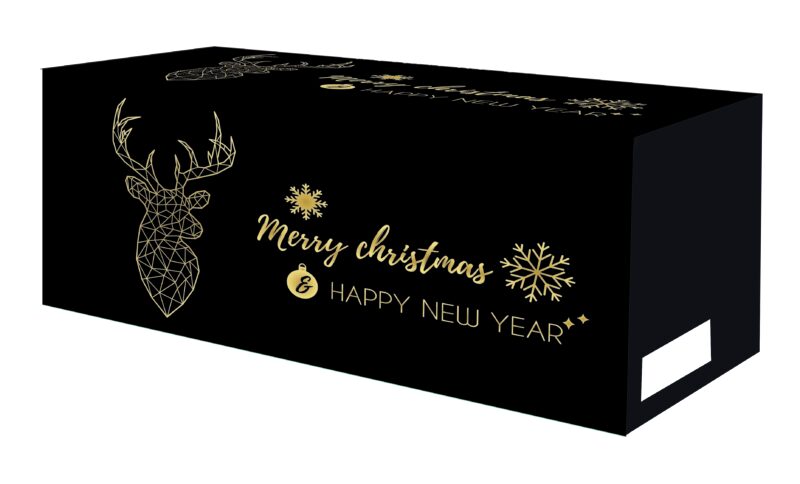 BOITE A BUCHE NOIRE & OR 30 X 14 X 12CM  FOST+INCLUS ___VENDU PAR 50___