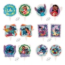 KIT CAISSETTES CUPCAKES STITCH 12 PCS 5CM HT 6,5CM + 6 PICS REVERSIBLES 7CM HT 8CM