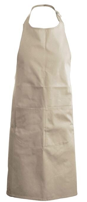 KARIBAN APRON BIB + POCKET BEIGE H90XL71CM POLYESTER/COTTON