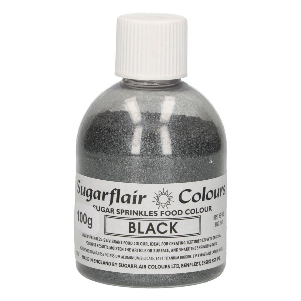 SUGARFLAIR BLACK SPARKLING SUGAR SEQUINS 100GR