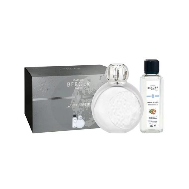 LAMPE BERGER FROSTED ASTAL GIFT SET + 250ML WHITE CASHMERE