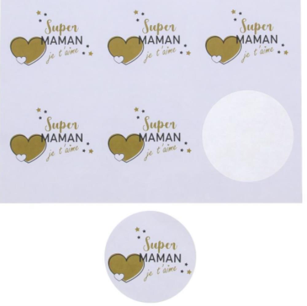 6,35 CM "GOUDEN HART" SUPER MOM STICKER 5X12 STUKS PER VERPAKKING
