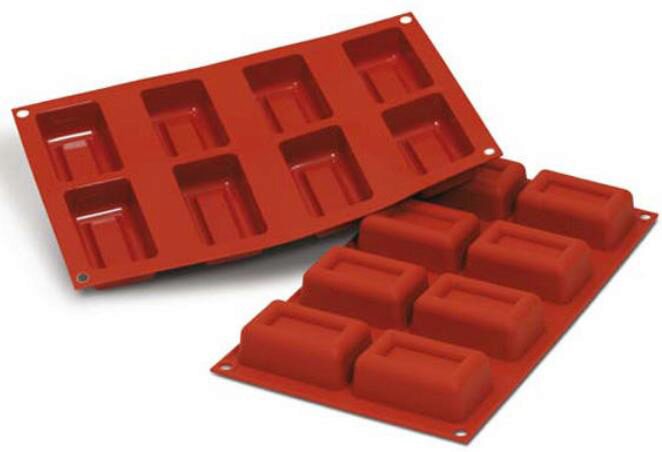 SILIKOMART SF090 MOLD 8 LARGE INGOTS 72X45 HT26MM 72ML NON-STICK GN1/3 -50° TO 250