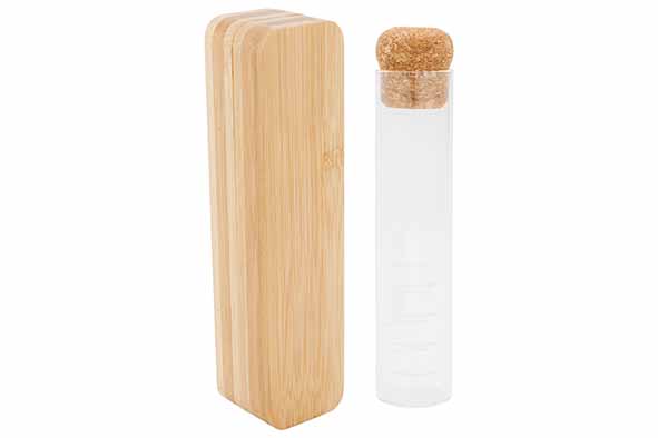 INFUSEUR À THÉ BOROSICILATE - DANS BOITE BAMBOU - D2,9XH14,6CM - BOUCHON EN LIÈGE - 5359001