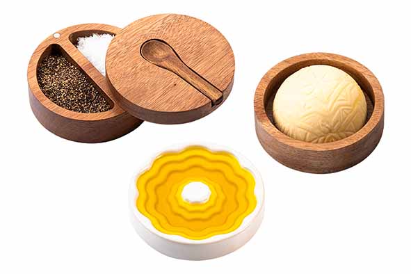 SET 3PCS OLIVE OIL DISH 37ML - 9CM BUTTER DISH - SALT-PEPPER CUP 9CM