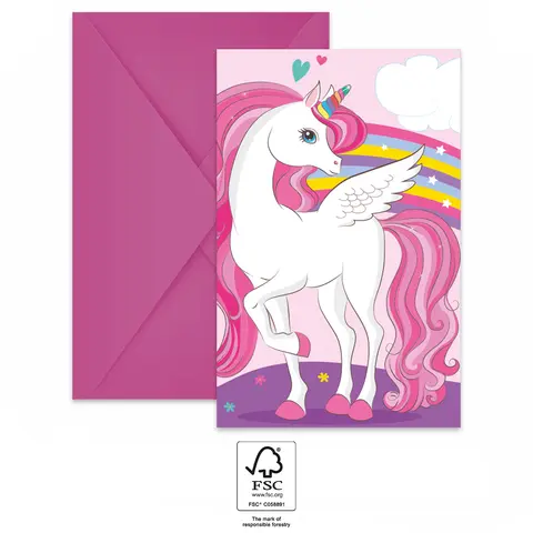 *FDS*UNICORN SACHETS INVITATIONS ET ENVELOPPES 6pcs