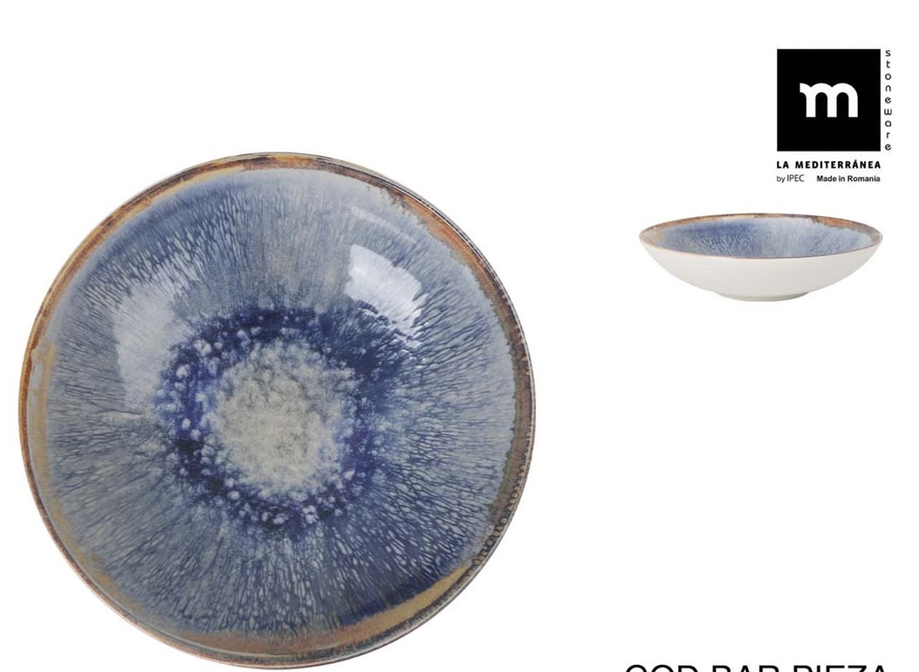 AELIA MONACO SOUP PLATE 21CM GREEN/BLUE STONEWARE  