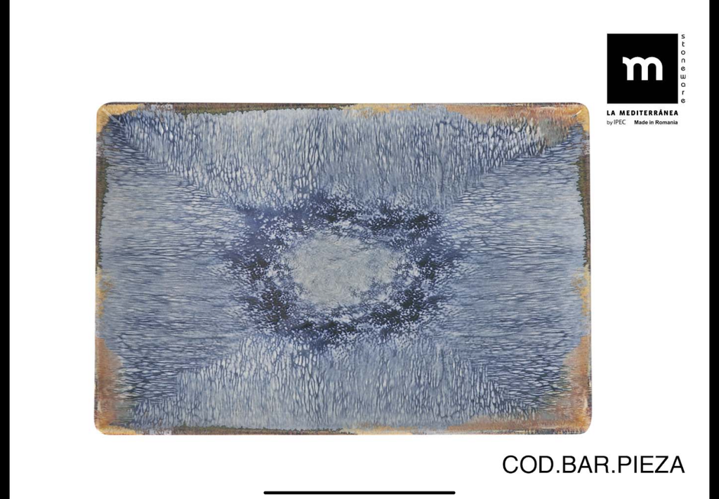 AELIA MONACO PLATE 30X20CM BLUE/BEIGE STONEWARE