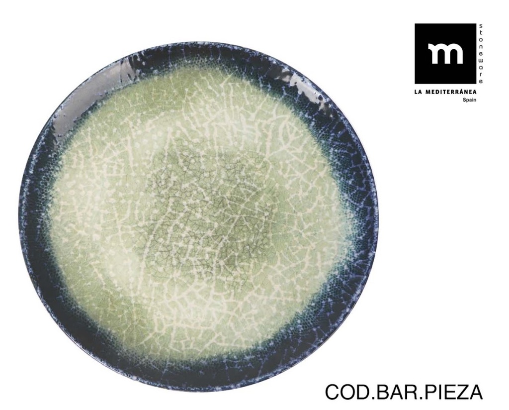 OLAF MONACO PLATE 26CM BLUE/GREEN STONEWARE  