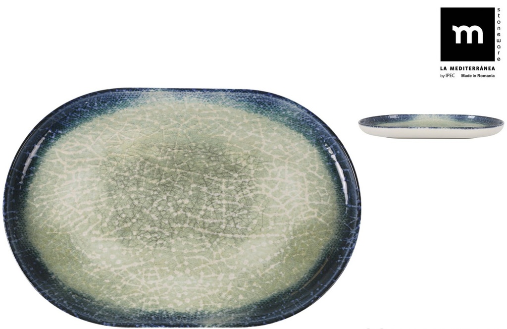 OLAF MONACO PLATE 30X20XH2.5CM GREEN/BLUE STONEWARE