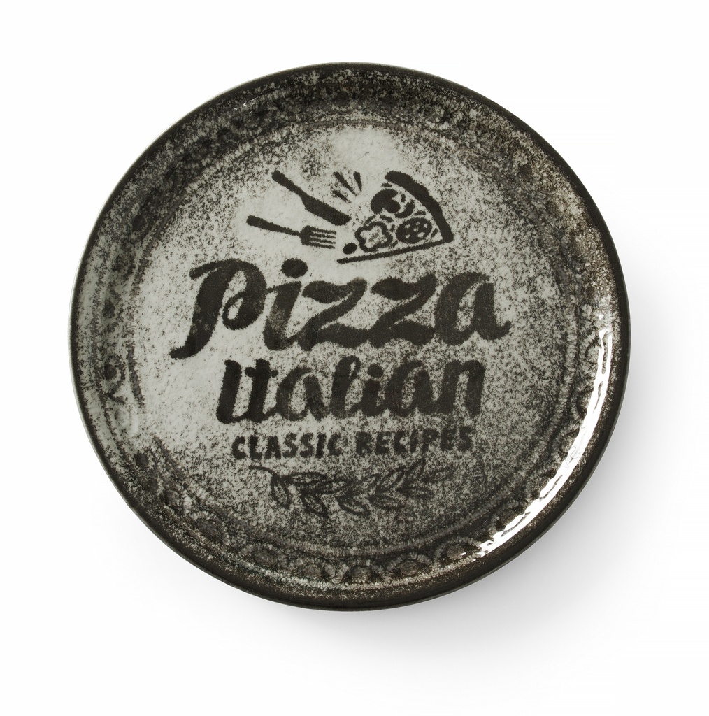 PORCELAIN PIZZA PLATE RECIPE BLACK 33 CM