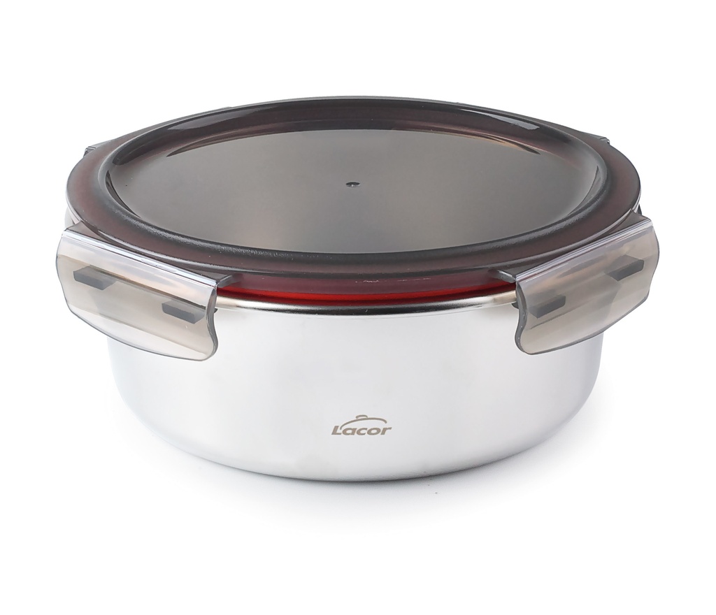 LACOR ECOINOX HERMETISCHE DOOS 700 ML ROND 16 X 6,5 CM DEKSEL PP - MAGNETRONBESTENDIG