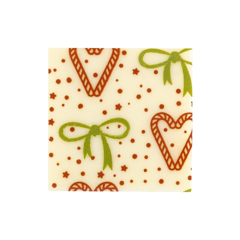 2015437 Carré Noël noeud et coeur blanc 3x3 cm 220pcs ***S/CDE***