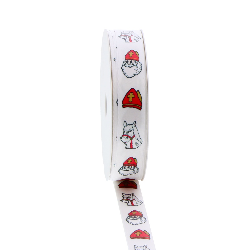 SATIN RIBBON SAINT NICHOLAS MIX WHITE 1.5CMX20M
