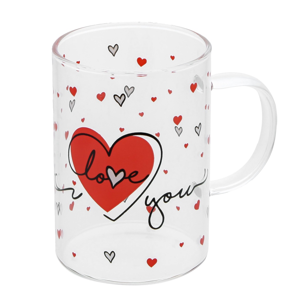 MUG EN VERRE "LOVE" 10,8X6,9CM  H10CM