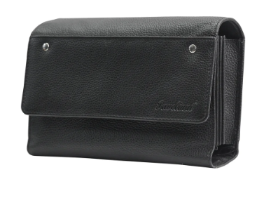PAVELINNI WALLET BLACK CALF LEATHER CLASSIC VELCRO CLOSURE - 4 POCKETS - 1 ZIPPER - NYLON BELT  - DC01874ABL - 19X12X3CM