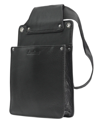 PAVELINNI TERMINAL HOUDER ACCESSOIRE - TABLET MAX 3CM DIK KLASSIEK ZWART LEDER - 14.5X17X4CM - MET NYLON RIEM - DC07115ABL