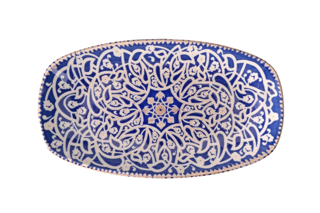 PIOLI ORIENTAL ASSIETTE OVALE 30CM BLEU/BLANC PORCELAINE - OR11ML30