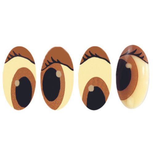 087029 PCB YEUX OVALES PAG AVEC CILS 4 DESIGNS 1,3X0,9 CM 266PCES ***S/CDE***