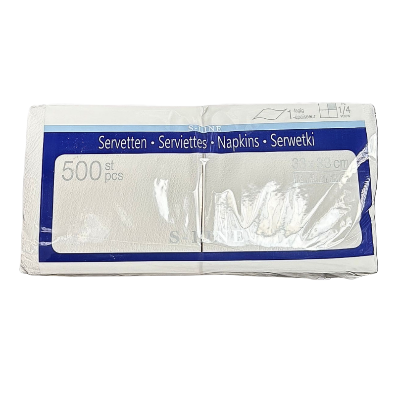 SERVIETTES BLANCHES 1PLI 33X33 CM  500PCS