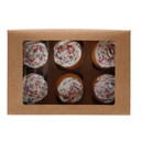 FUNCAKES BOÎTE POUR 6 CUPCAKES KRAFT 24 X 16,5CM HT 7,5CM 3 PCES