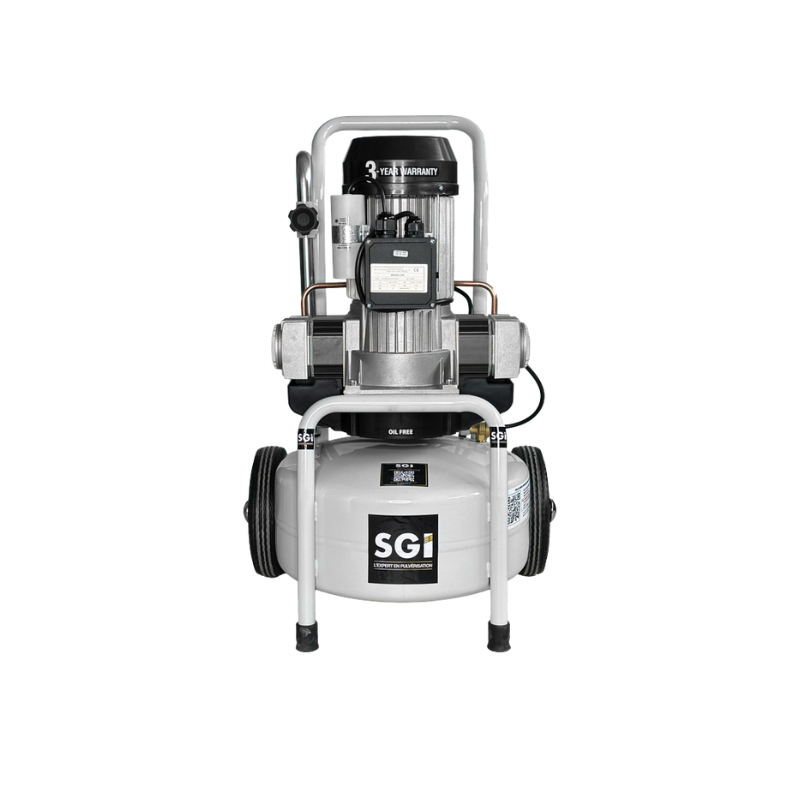 SGI COMPRESSEUR BREVA 24L - CUVE ALIMENTAIRE MONOPHASE + 2 ROULETTES ET POIGNEE DE TRANSPORT