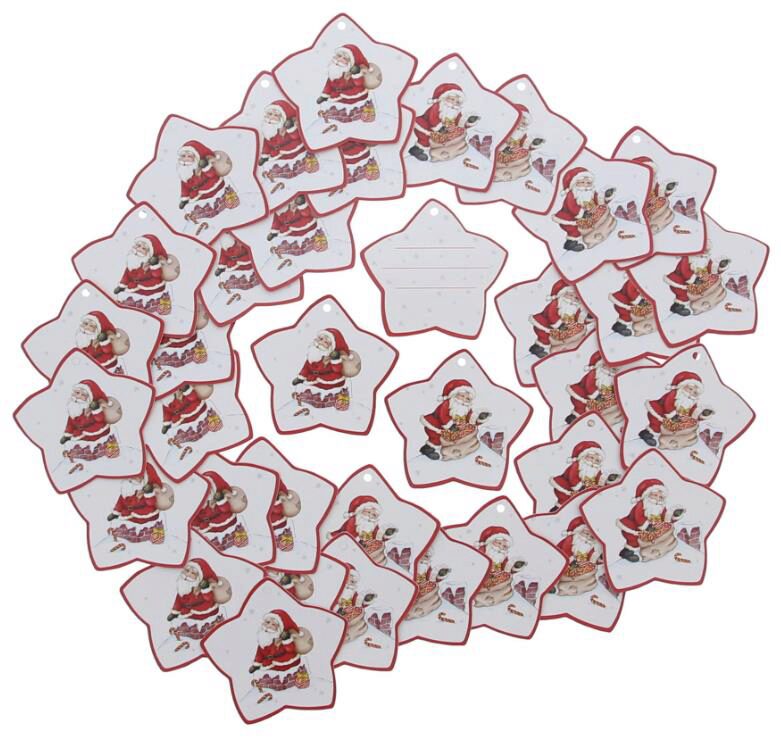 JAKU SANTA CLAUS HANGEND ETIKET 5X75X75MM PAK VAN 36 STUKS