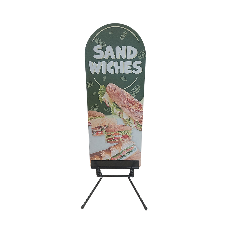 "SANDWICH" PAVEMENT SIGN WITH ROUNDED CUT 60 x 150 CM + STAND