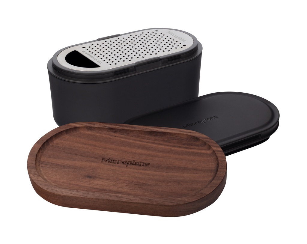 MICROPLANE RAAP PARMEZAAN-CHOCOLADE - NOTEN ANTRACIET MET WALNOOT DEKSEL - 532ML