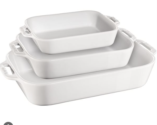STAUB SET DE 3 PLATS CERAMIQUE BLANC (20x16-27x20-34x24cm) 
