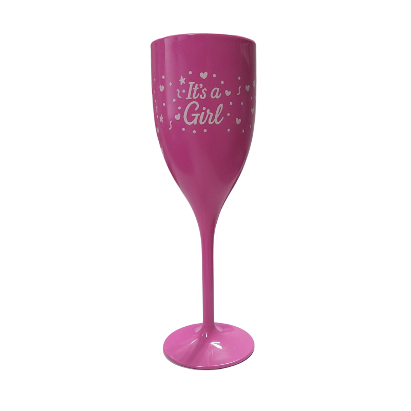 VERRE FLUTE VENUS ROSE "IT'S A GIRL" POLYMERE 17CL