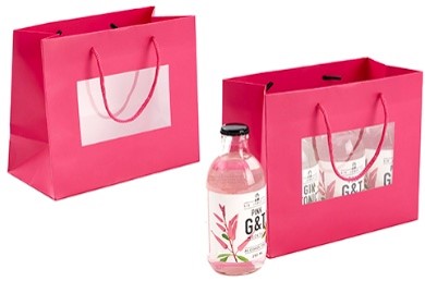 FUCHSIA BAG WITH WINDOW AND HANDLES 20x10CM H17CM