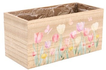 RECHTHOEKIGE HOUTEN DOOS - TULPENVELD 26x12CM H12,5CM
