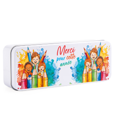 ZINKEN DOOS/POTLOODDOOS MET POTLOOD MOTIEF "BEDANKT VOOR DIT JAAR" 19x7CM H4,2CM