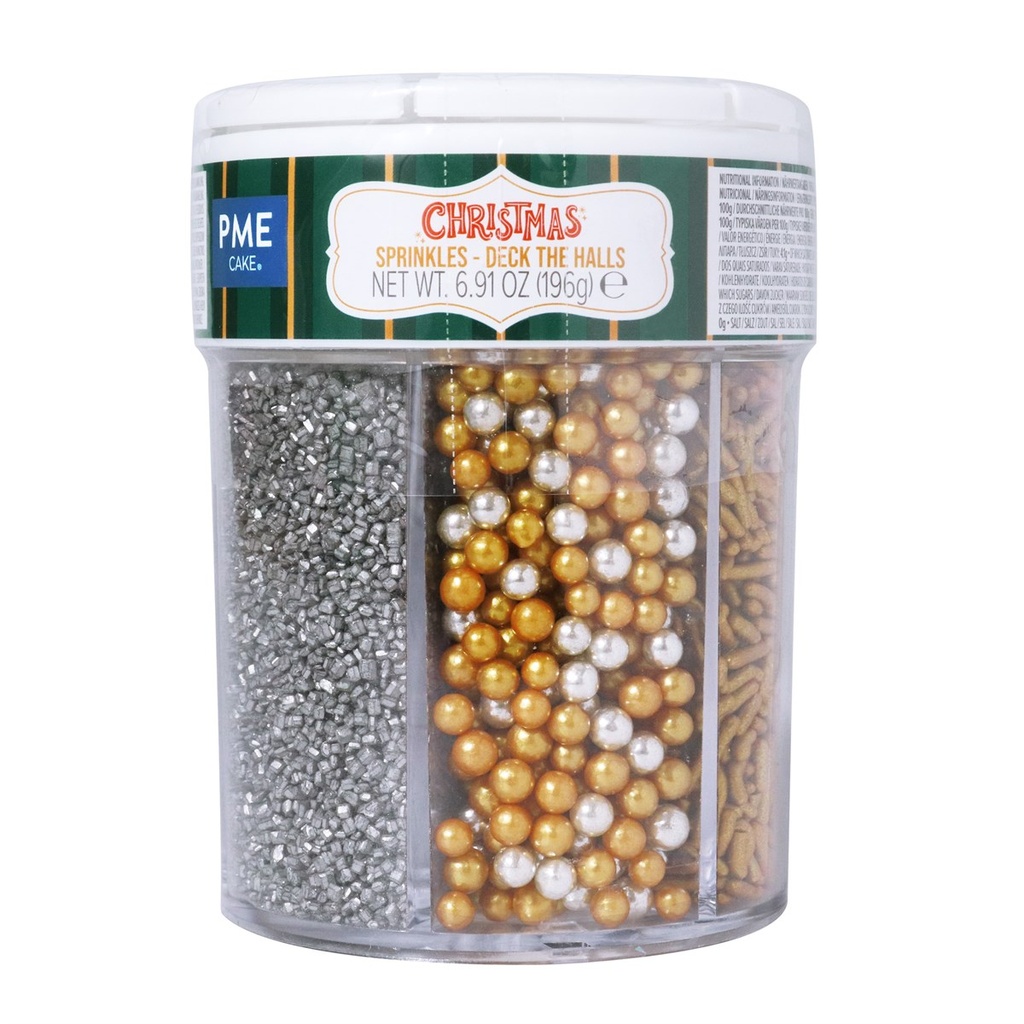 PME Cake 6-in-1 gold/silver sugar Christmas decoration mix, 196 g