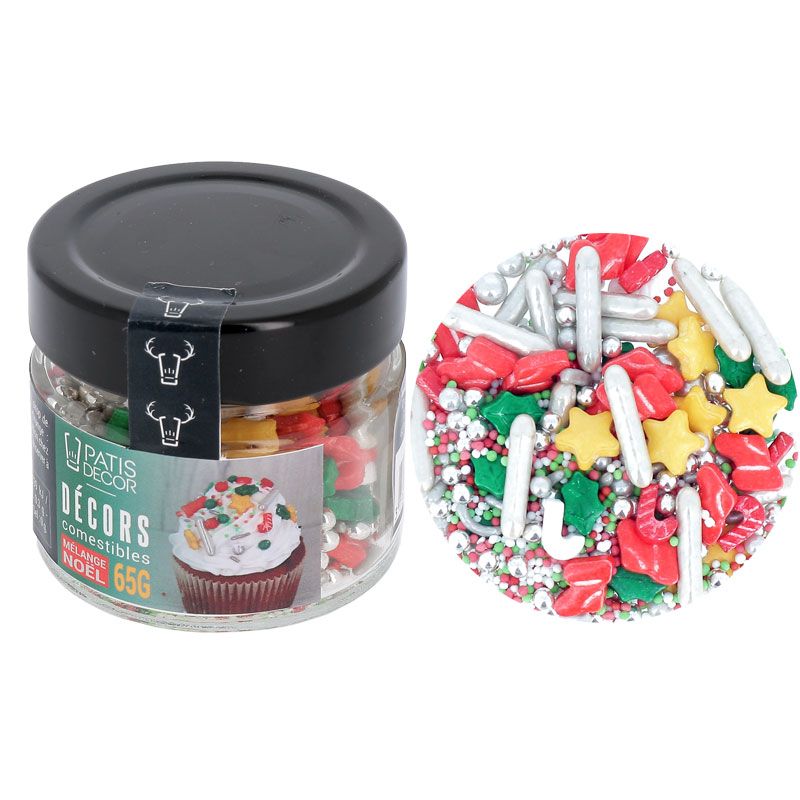 MIX DECORS EN SUCRE MELANGE DE NOËL 65GRS