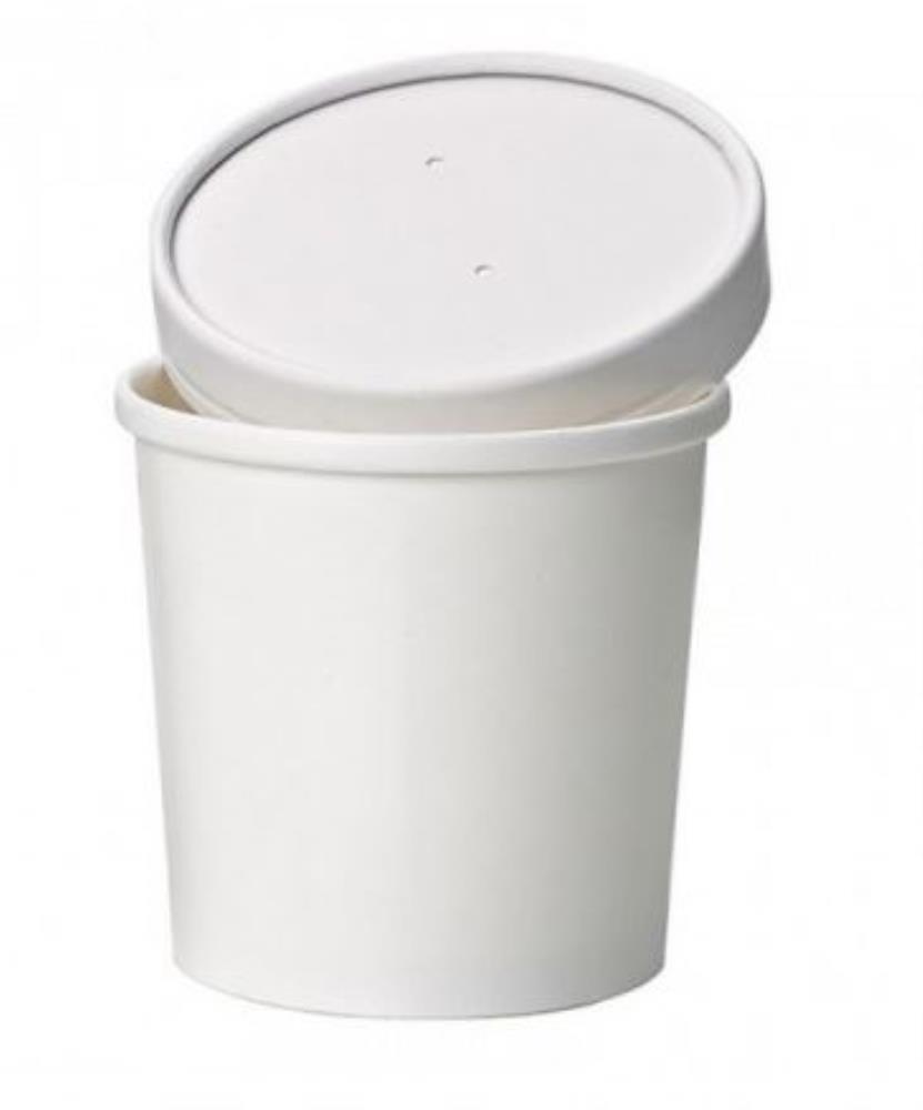 WHITE SOUP/ICE CREAM CUP + LID 350 ML H 85 MM – PACK OF 25 PIECES