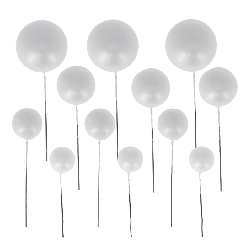 PARELWITTE BOLLEN CAKETOPPER 4 DIAMETERS: 2CM, 2,5CM, 3CM EN 4CM PAK VAN 12 ST.