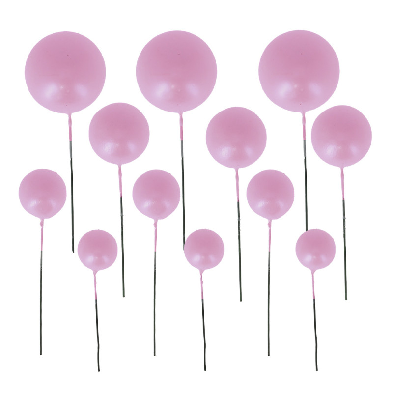 PEARL PINK BALL CAKE TOPPER 4 DIAMETERS: 2CM, 2.5CM, 3CM AND 4CM PACK OF 12 PCS