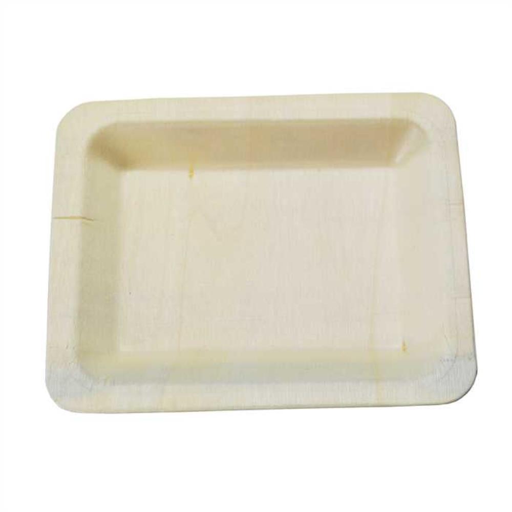 ASSIETTE RECTANGULAIRE EN BOIS NATUREL  25PCES 26.5X21.5CM