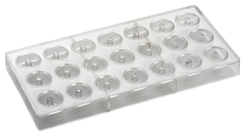 RONDE POLYCARBONAAT PRALINEVORM 275X135MM 21 PRALINES VAN 10GR** 28,5MM X16HTMM