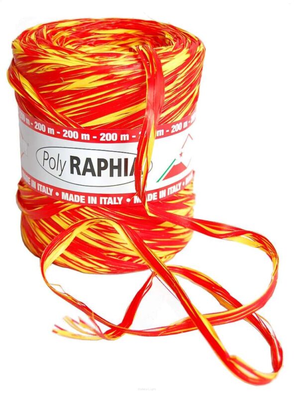 POLY RAFFIA 15MM X 200M ROOD+GEEL R258