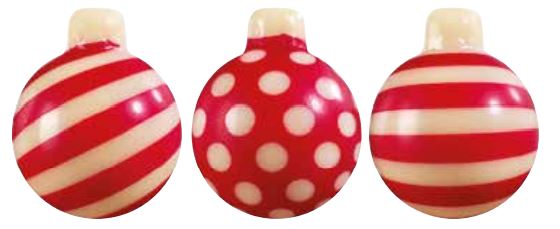 060486 PCB CHRISTMAS BALLS CB CANDY 3 DESIGNS 3.7X3CM 72PCS ***S/CD***