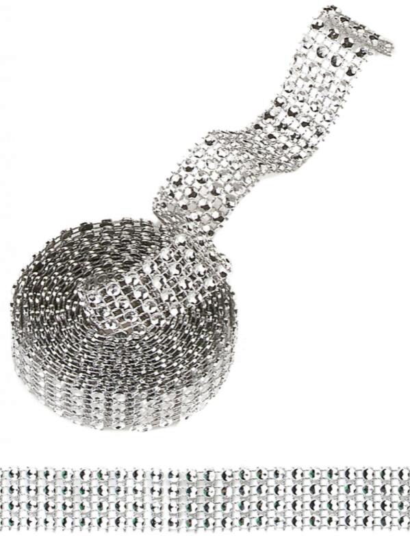 "SANTANA" RIBBON SILVER RHINESTONE 20MM X 5M