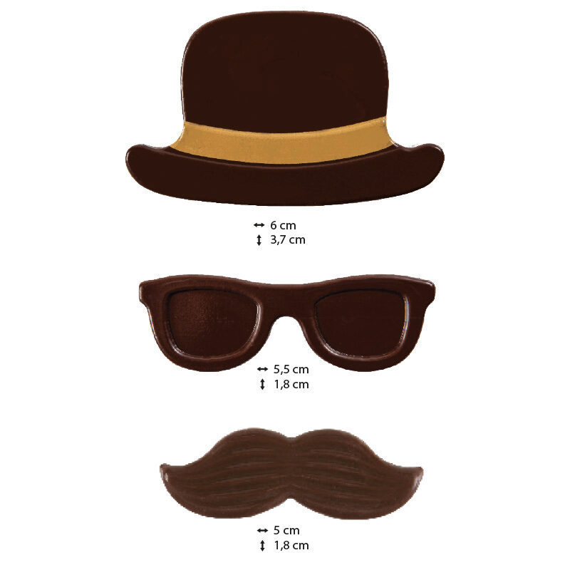 2011055 SET CAP, MOUSTACHE & GLASSES SM CHOCOLATE BLACK 40 SETS PCES ***ON ORDER***