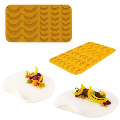 SILIKOMART NATURAE PRO BANANA SILICONE MOLD N.10 10.3X5.2XH0.2CM / 6.2X3.1XH0.2CM VOL 1.2-3.4ML