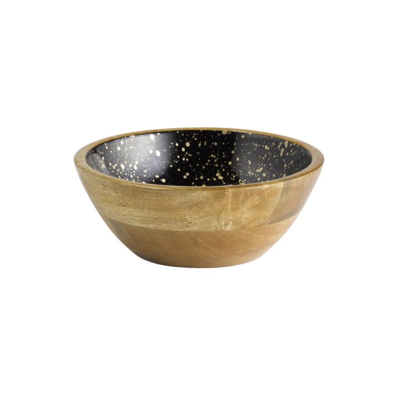 APS SALAD BOWL 20CM-0.8L MANGO WOOD/EPOXY RESIN BLACK-GOLD