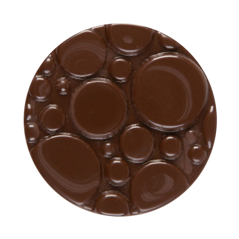 2034813 ROUND BAR WITH CHOCOLATE FONDANT RELIEF 5CM 75 PCES ***ON ORDER***